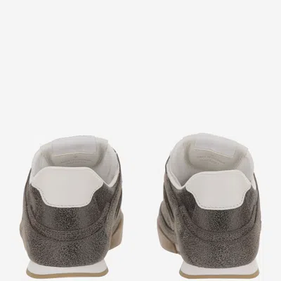 Chloé Kick Crackled Leather Retro Low-top Sneakers In Brown