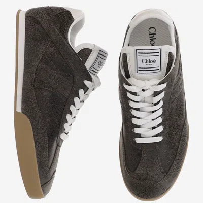Chloé Kick Crackled Leather Retro Low-top Sneakers In Brown