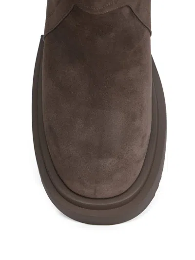 Rick Owens Wader Bogun Suede Over-the-knee Platform Boots In Gray