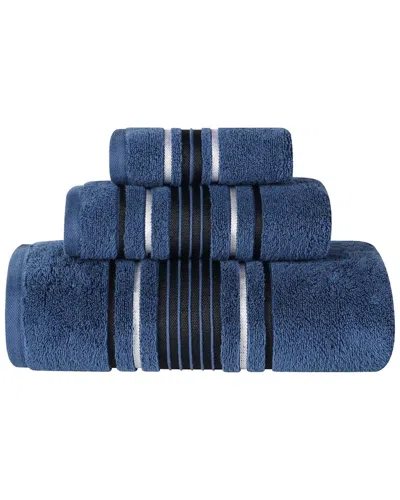 Superior Sadie Zero Twist Cotton Elegant Floral Absorbent 3pc Solid Towel Set In Multi