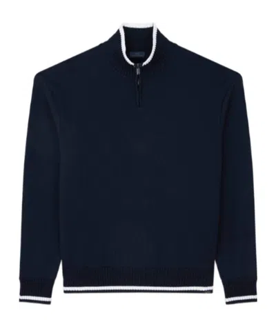 Paul & Shark Soft Cool Touch Wool Half Zip Sweater In Blue
