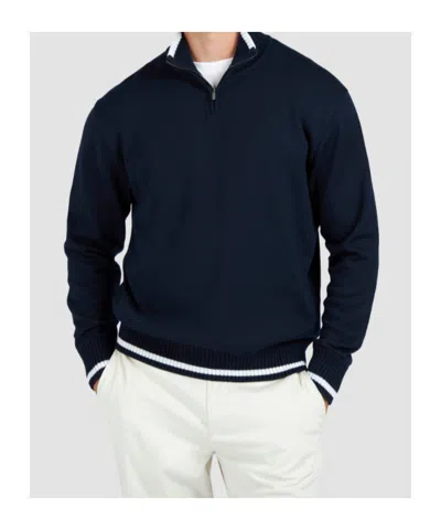 Paul & Shark Soft Cool Touch Wool Half Zip Sweater In Blue