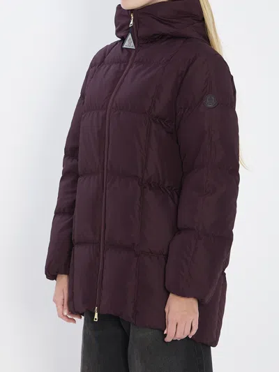 Moncler Darbon Oversized Hooded Down Jacket In Burgundy