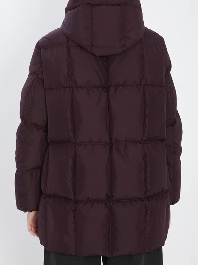 Moncler Darbon Oversized Hooded Down Jacket In Burgundy