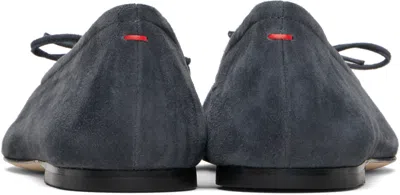 Aeyde Bow-detail Square-toe Flats In Gray