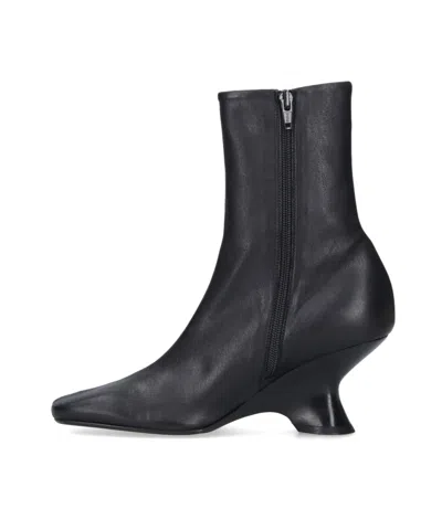 Dries Van Noten Pointed Toe Ankle Boots With Sculptural Heel In Black