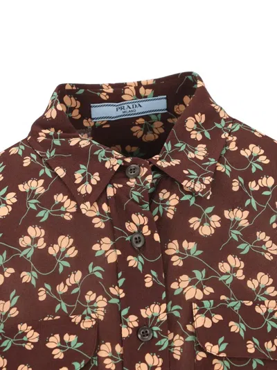 Prada Short Sleeve Shirt In Brown