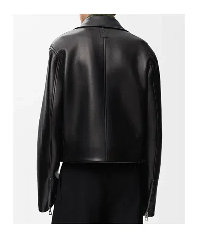 Loewe Belted Leather Jacket In Black