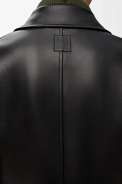 Loewe Belted Leather Jacket In Black