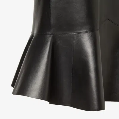 Fendi Ruffled Leather Skirt In Black