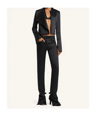 Courrèges Asymmetric Double Breasted Wool Blend Jacket In Black
