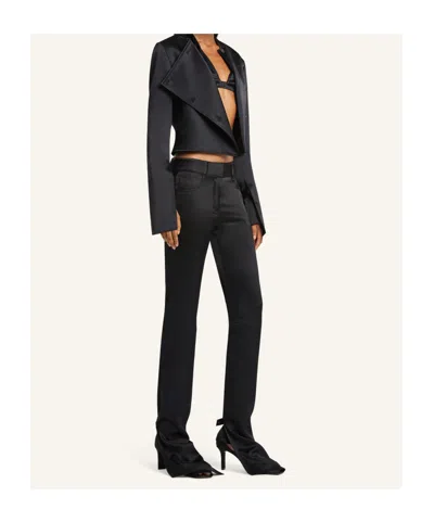 Courrèges Asymmetric Double Breasted Wool Blend Jacket In Black