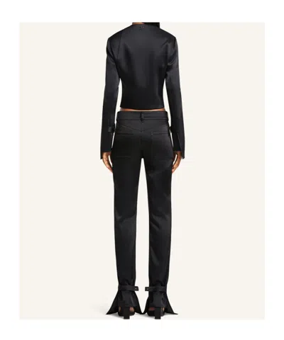 Courrèges Asymmetric Double Breasted Wool Blend Jacket In Black