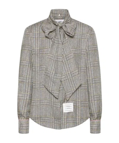 Thom Browne Prince Of Wales Check Shirt Shirt And Blouse Multicolor In Gray
