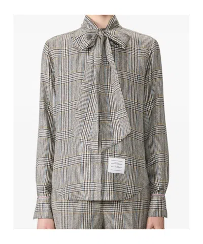 Thom Browne Prince Of Wales Check Shirt Shirt And Blouse Multicolor In Gray