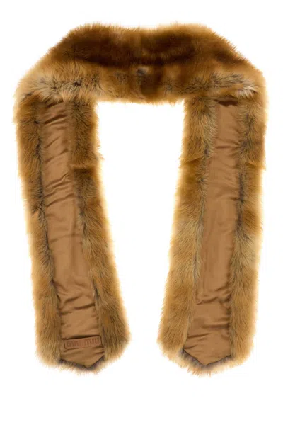 Miu Miu Luxurious Long Faux Fur Scarf In Brown