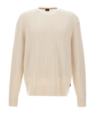 Hugo Boss Hitalo Textured Crewneck Sweater In Multi