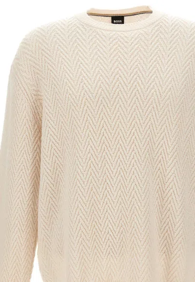 Hugo Boss Hitalo Textured Crewneck Sweater In Multi
