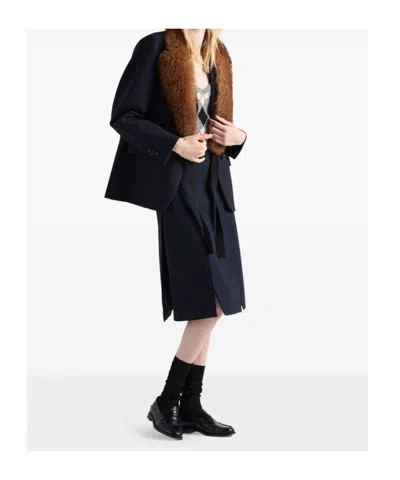 Prada Knee-length Skirt With Multiple Slits And Loops In Blue