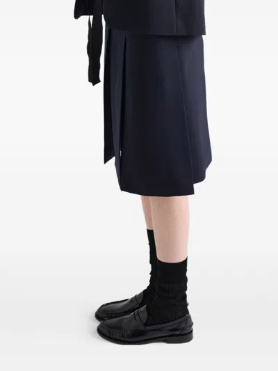Prada Knee-length Skirt With Multiple Slits And Loops In Blue