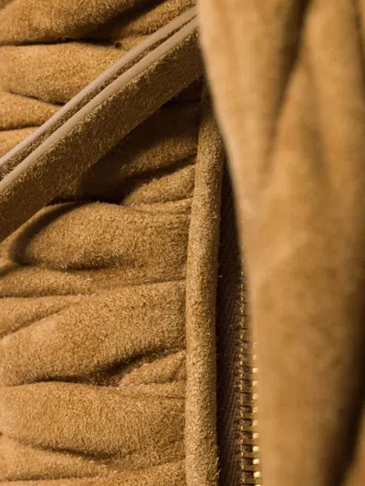 Miu Miu Khaki Wander Matelasse Shoulder Bag In Brown