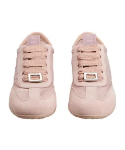 Roger Vivier Viv Low Sneakers In Suede In Pink