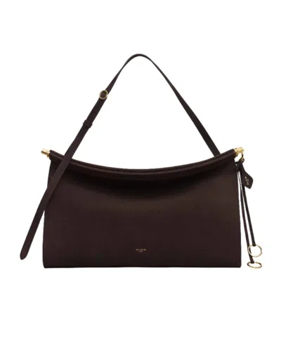 Alaïa Le Click East West Large Bag In Nubuck In Brown