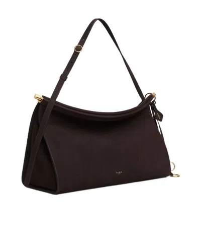 Alaïa Le Click East West Large Bag In Nubuck In Brown