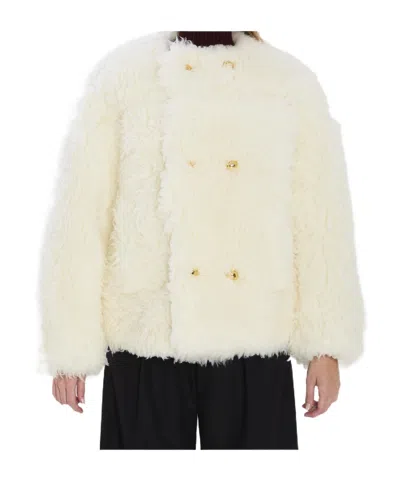 Celine Craie White Wool Coat In White