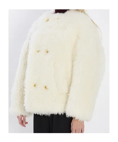 Celine Craie White Wool Coat In White