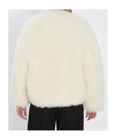 Celine Craie White Wool Coat In White