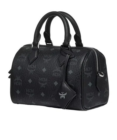 Mcm Ella Boston Bag In Visetos In Black