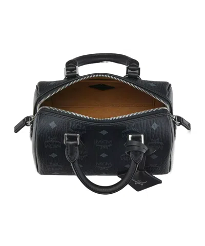 Mcm Ella Boston Bag In Visetos In Black