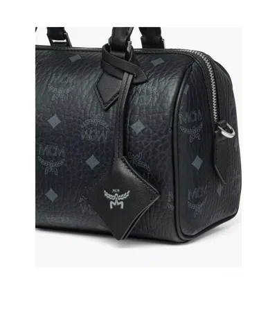 Mcm Ella Boston Bag In Visetos In Black