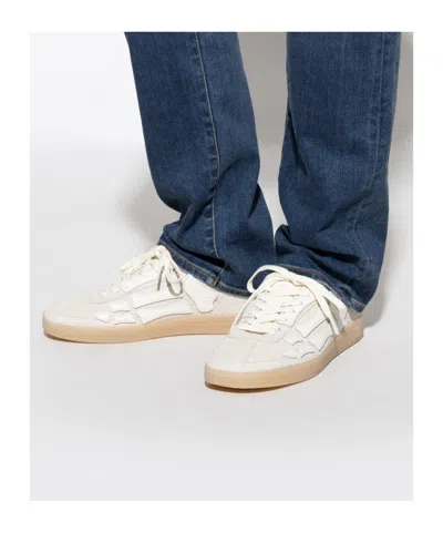 Amiri Skel Top Grey Low Top Sneakers With Logo Patch On The Tongue And Logo Lettering On The Heel In Leath In White