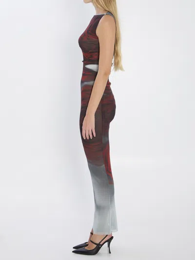 Jean Paul Gaultier Floral Maxi Dress Boat Neckline In Brown