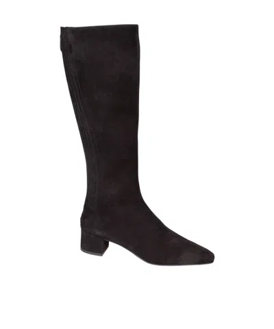 Aquazzura Stylish Suede Ankle Boots With Block Heel In Black