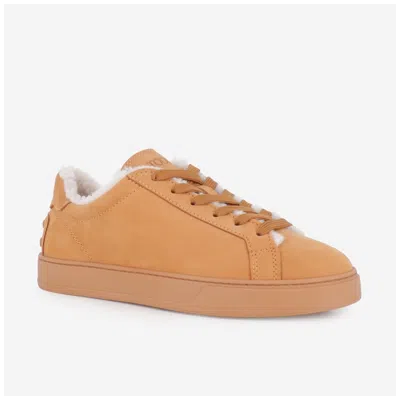 Tod's Classic Shearling-lined Suede Sneakers In Brown
