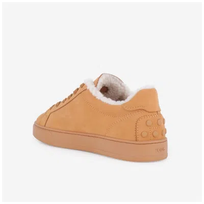 Tod's Classic Shearling-lined Suede Sneakers In Brown