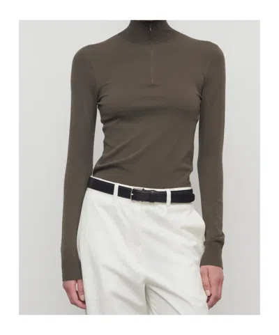 The Row Lalea Stretch-knit Top In Brown