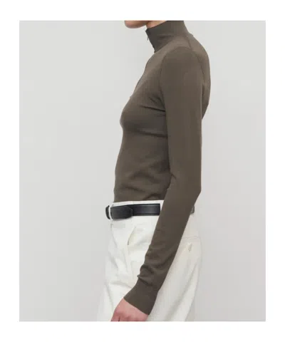 The Row Lalea Stretch-knit Top In Brown