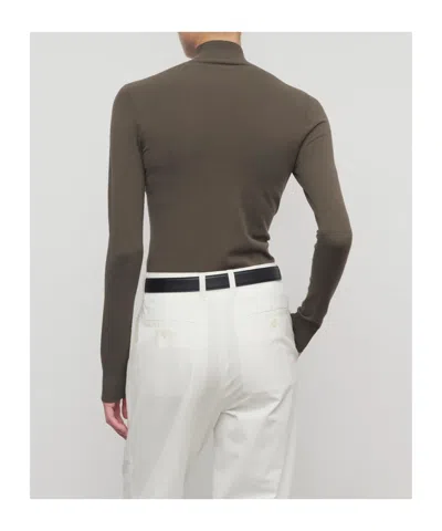 The Row Lalea Stretch-knit Top In Brown