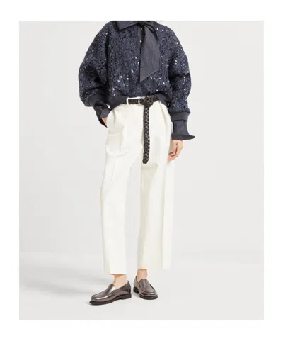 Brunello Cucinelli Dazzling Embroidered Cardigan In Blue