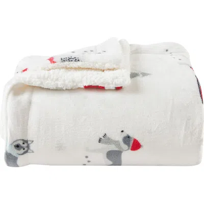 Woven & Weft Holiday Pups Faux Shearling Throw Blanket In Multi