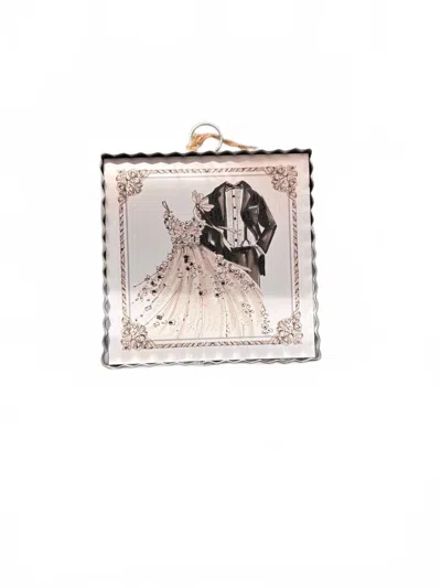 Round Top Wedding Charm In White In Neutral