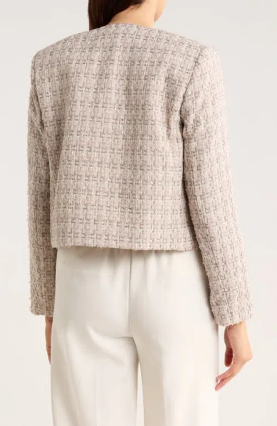 Calvin Klein Open Front Tweed Crop Jacket In Neutral