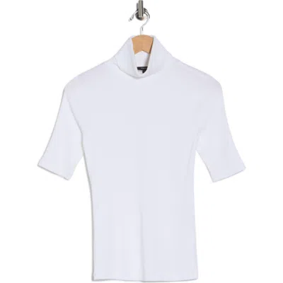 Theory Short Sleeve Turtleneck Knit Top In White