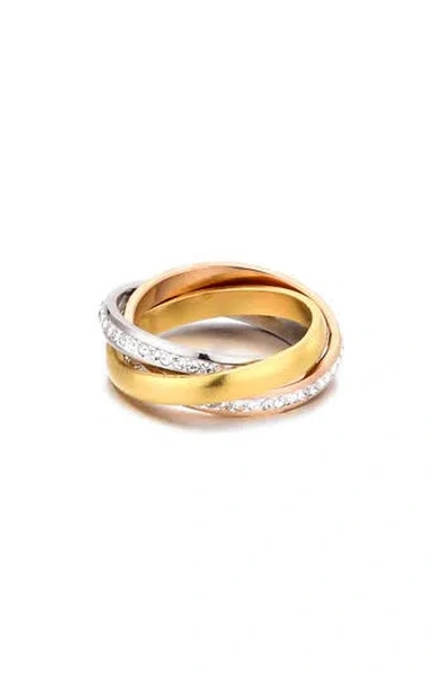 Adornia Tarnish Resistant Two-tone Cz Rolling Eternity Bands In Gold
