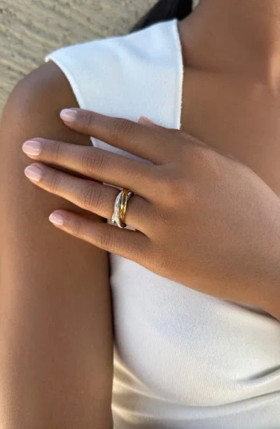 Adornia Tarnish Resistant Two-tone Cz Rolling Eternity Bands In Gold