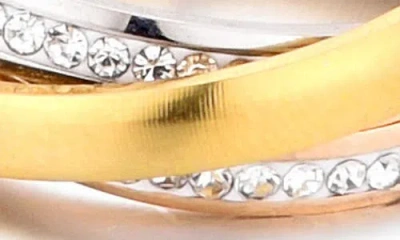 Adornia Tarnish Resistant Two-tone Cz Rolling Eternity Bands In Gold